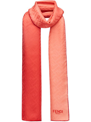 Fendi - two-tone embossed logo scarf - women - Silk - One Size - Red