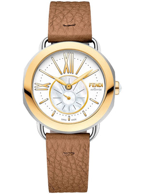 Fendi - Selleria watch with interchangeable strap - women - PVC/metal/Silk/Calf Leather - One Size - Brown