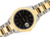 Pre Owned Mens Rolex Two-Tone Datejust with a Black Dial 16263