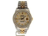 Pre Owned Mens Rolex Two-Tone Datejust Diamond White MOP 16233