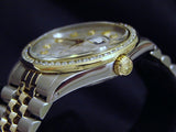 Pre Owned Mens Rolex Two-Tone Datejust Diamond Silver 16013