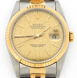 Pre Owned Mens Rolex Stainless Steel Datejust with a Gold Anniversary Dial 16233