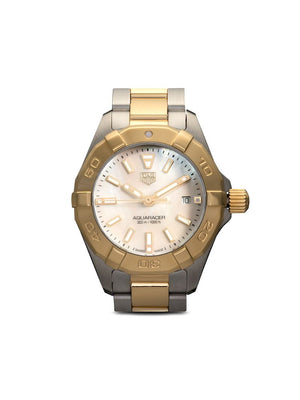 Tag Heuer - Aquaracer Chronograph 28mm - men - 18kt Gold Plated Brass/Sapphire Glass/stainless steel - One Size - WHITE