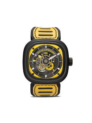 SEVENFRIDAY - SF-P3 47mm watch - men - Leather/Brass/stainless steel/glass - One Size - BLACK