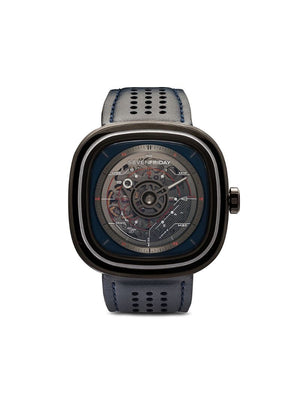 SEVENFRIDAY - SF-T3 45mm - men - Leather/Brass/stainless steel - One Size - BLUE
