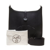 Hermes Noir Epsom Leather Evelyne III PM Crossbody Bag (Q Stamp)