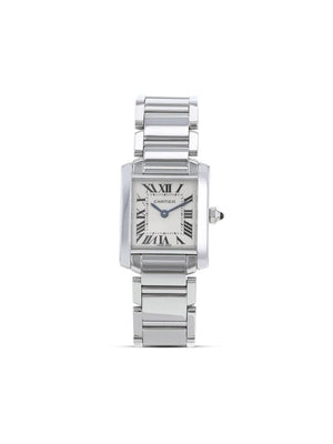 Cartier - 2000 pre-owned Tank Française 20mm - women - 18kt White Gold/Sapphire Glass - One Size - SILVER