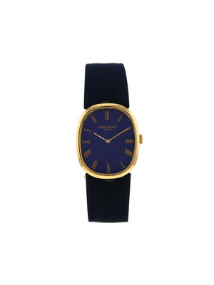 Patek Philippe - 1970 pre-owned Ellipse 27mm - unisex - Leather/Yellow Gold - One Size - BLUE