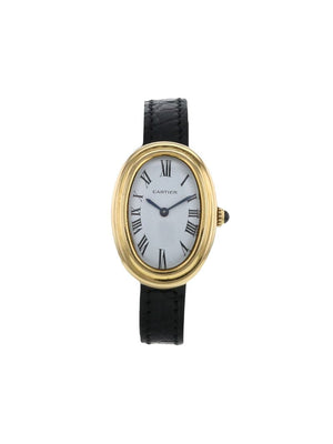 Cartier - 1990 pre-owned Baignoire 22mm - women - Leather/Acrylic/Yellow Gold - One Size - GOLD