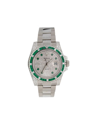 Rolex - pre-owned Submariner 40mm - unisex - Steel/Diamond/Emerald - 40 - SILVER