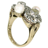 Estate ring with diamonds and pearls