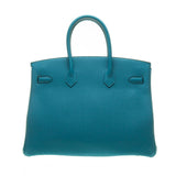 Hermes Turquoise Leather Birkin 35cm (R Stamp)