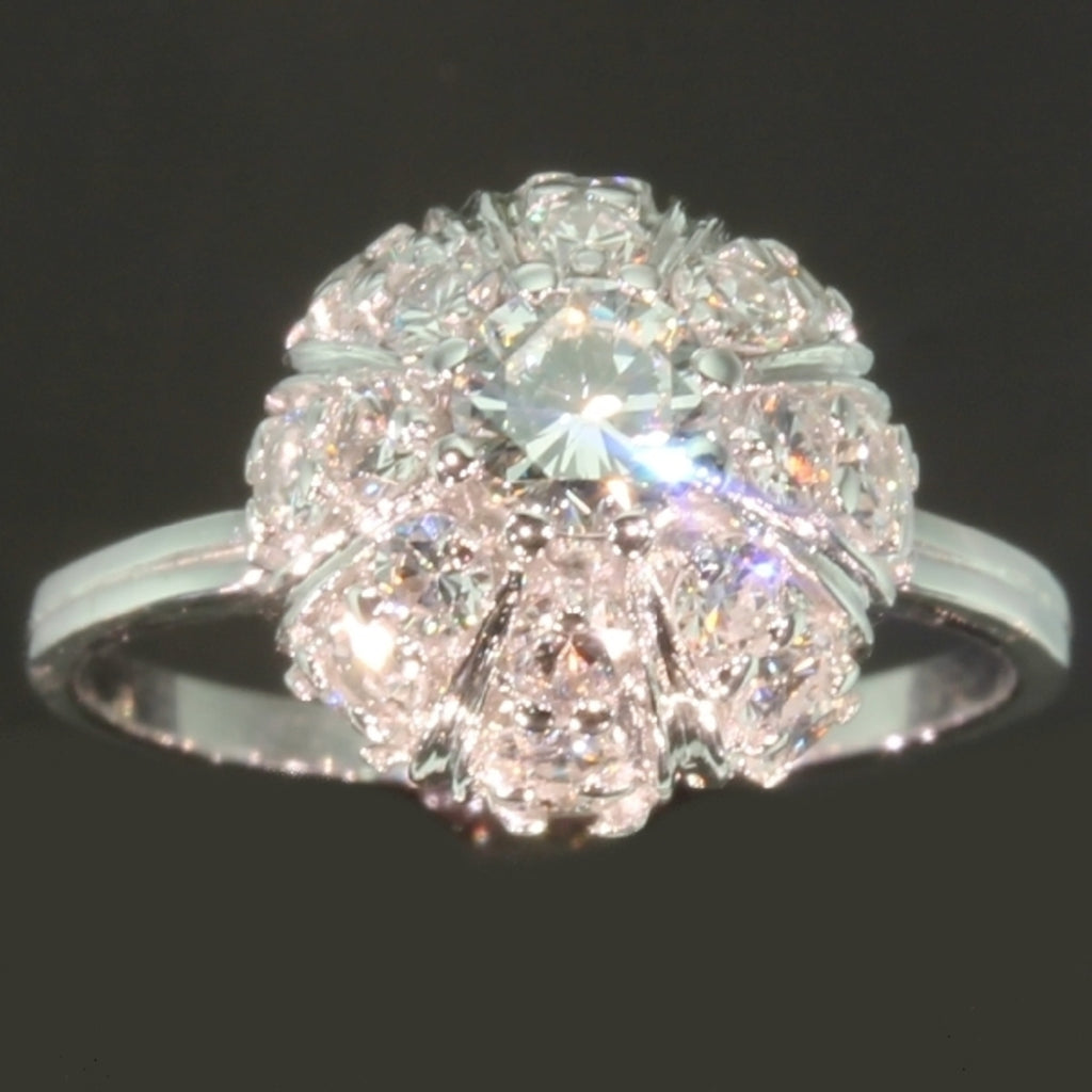 Diamond cluster estate engagement ring