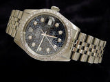 Pre Owned Mens Rolex Stainless Steel Datejust Diamond Blue 16014