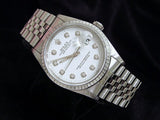 Pre Owned Mens Rolex Stainless Steel Datejust with a White Diamond Dial 16220