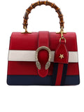 Dionysus Medium Leather Top Handle Bag - Blue/White/Red