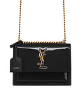 Small Sunset Gold Monogram Black Patent Leather Bag