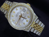 Pre Owned Mens Rolex Two-Tone Datejust Diamond Silver 16013