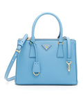 Prada Saffiano Lux Galleria 28Cm Sea Blue Leather Bag