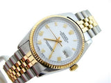 Pre Owned Mens Rolex Two-Tone Datejust with a White Roman Dial 16013