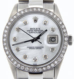 Pre Owned Mens Rolex Stainless Steel Datejust Diamond White MOP 1603