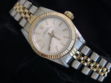 PRE OWNED LADIES ROLEX TWO-TONE OYSTER PERPETUAL WITH A SILVER DIAL 67193