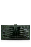 Vert Emeraude Porosus Crocodile Lisse Bearn Wallet
