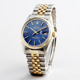 Pre Owned Mens Rolex Two-Tone Datejust with a Blue Dial 16013