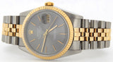 Pre Owned Mens Rolex Two-Tone Datejust with a Slate Tapestry Dial 16233