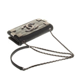 Chanel Black Velvet Calfskin Boy Brick Horizontal Chain Bag