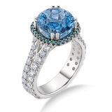 Diamond and Aquamarine Ring in 18K WG