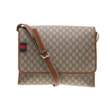 Gucci 246411 Beige/Ebony GG Supreme Canvas with Brown Leather Trim Crossbody Bag