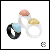 Black and White Jade Statement Rings With Gemstones