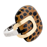 Contemporary Silver and Gold and  Leopard Design Statement Ring