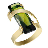 Gold + Quartz Contemporary Statement/Cocktail Ring (Green)