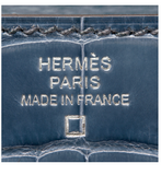 Hermes Blue Tempete Shiny Alligator Kelly Longue Wallet Clutch