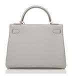 Hermes Gris Mouette Togo Kelly 32cm Gold Hardware