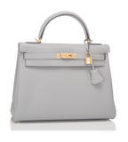Hermes Gris Mouette Togo Kelly 32cm Gold Hardware