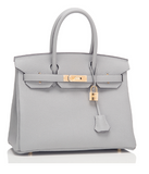Hermes Gris Mouette Togo Birkin 30cm Gold Hardware