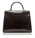 Hermes Graphite Shiny Niloticus Crocodile Kelly Sellier 35cm