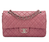 Chanel Rose Fonce Lambskin Medium Classic Double Flap Bag