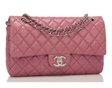 Chanel Rose Fonce Lambskin Medium Classic Double Flap Bag