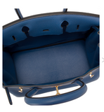 Hermes Bleu Agate Clemence Birkin 30cm Gold Hardware