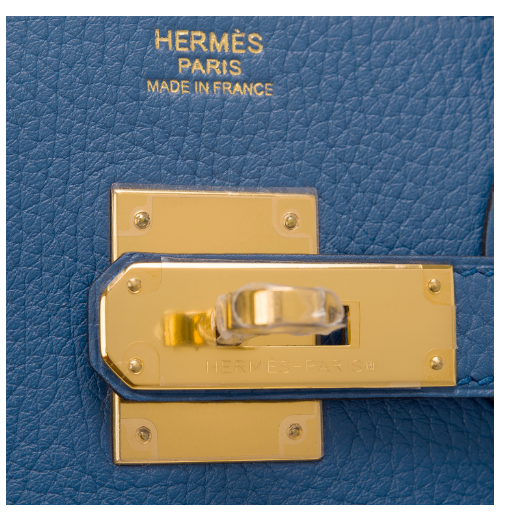 Hermes Bleu Agate Clemence Birkin 30cm Gold Hardware