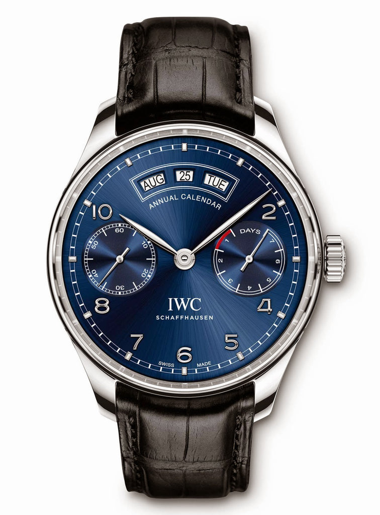 IWC Portugese Annual Calendar IW503502 Blue Stainless Steel Leather