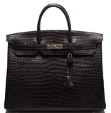 Hermes Black Matte Porosus Crocodile Birkin 40cm Palladium Hardware