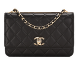Chanel Black Quilted Lambskin Trendy CC Wallet On Chain (WOC)