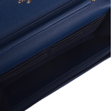 Chanel Dark Blue Quilted Caviar Boy Wallet On Chain (WOC)