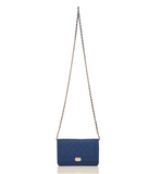 Chanel Dark Blue Quilted Caviar Boy Wallet On Chain (WOC)