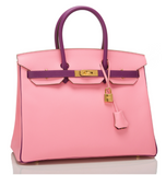 Hermes SO Bi-color Rose Confetti and Anemone Epsom Birkin 35cm Gold Hardware